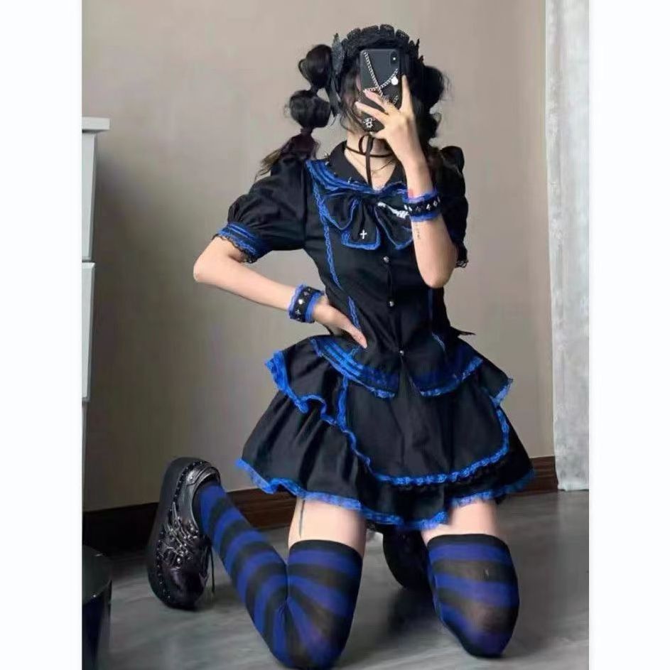 cosplay cute style dress skirt black Maid Dress party stage Anime maid dress