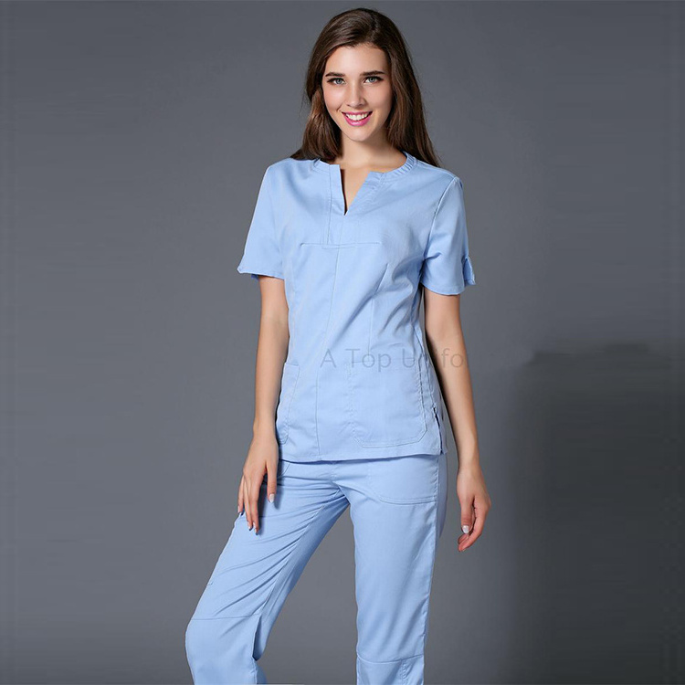 grey black fashion sexy spandex elastic Stretch suit designs for women medical nurse scrub