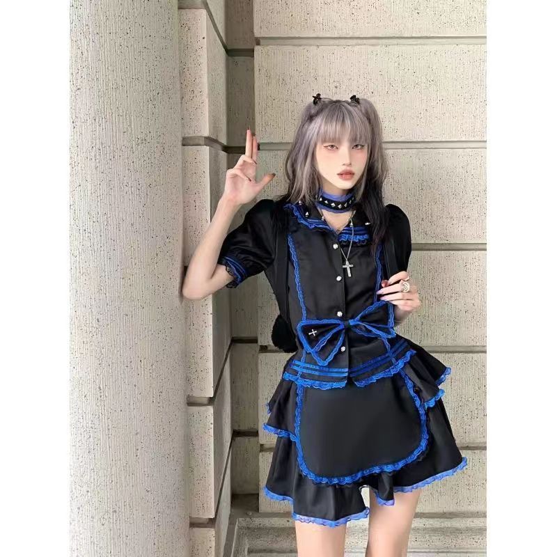 cosplay cute style dress skirt black Maid Dress party stage Anime maid dress