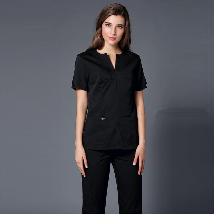 grey black fashion sexy spandex elastic Stretch suit designs for women medical nurse scrub