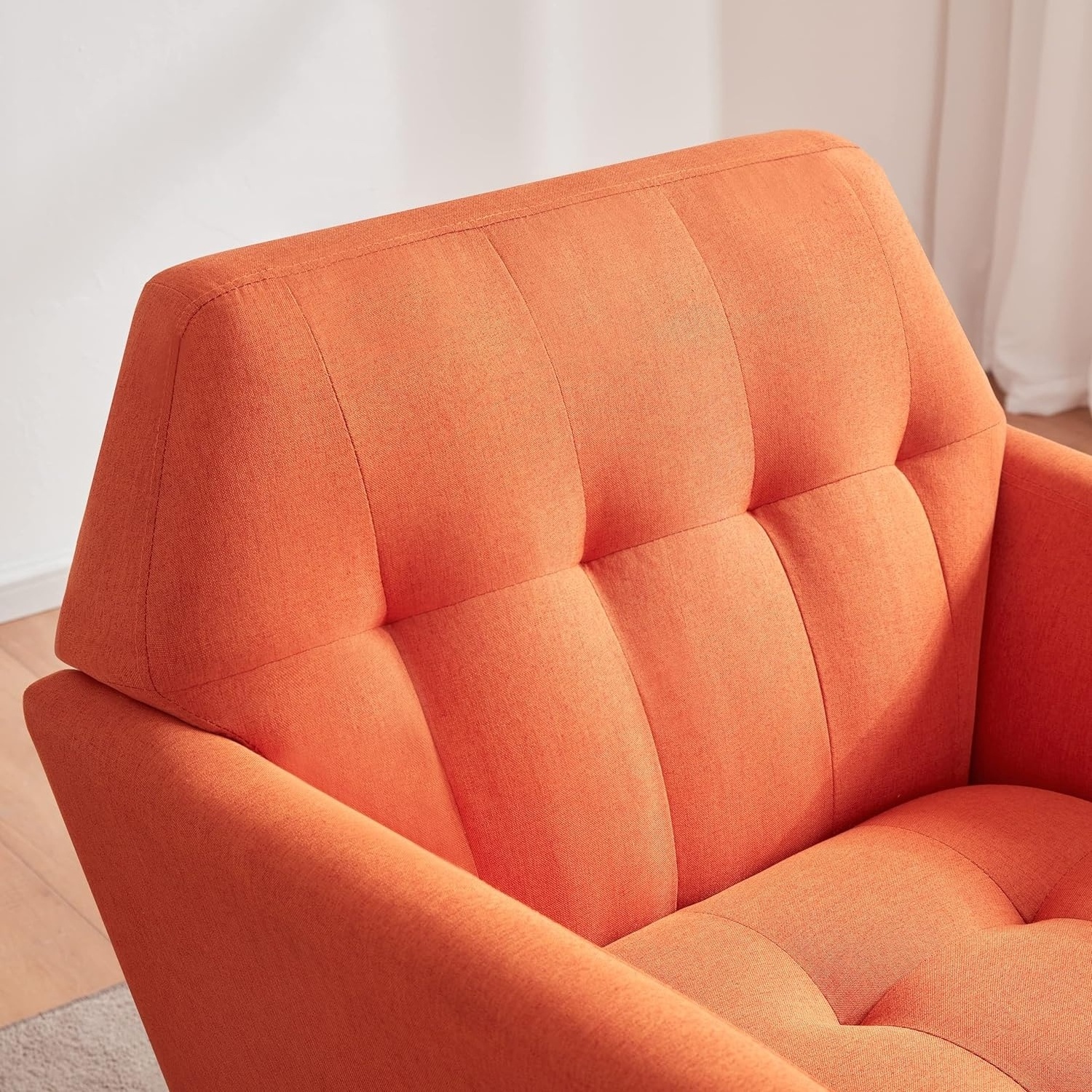 Accent Chairs for Bedroom Midcentury Modern Accent Arm Chair for Living Room Reading Chair Upholstered Single Sofa Orange