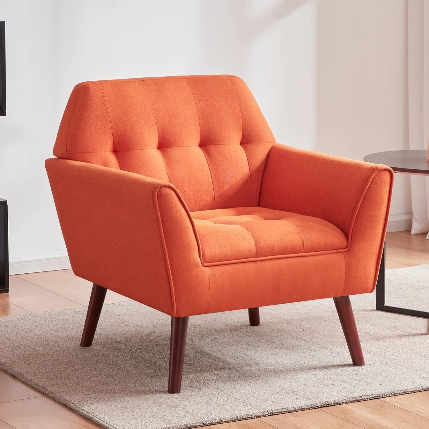 Accent Chairs for Bedroom Midcentury Modern Accent Arm Chair for Living Room Reading Chair Upholstered Single Sofa Orange