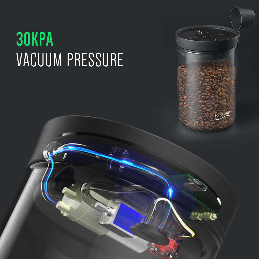 Custom Design Premium Stainless Steel 30Kpa Vacuum Pressure One Button Operation  Vacuum Coffee Canister For Gift