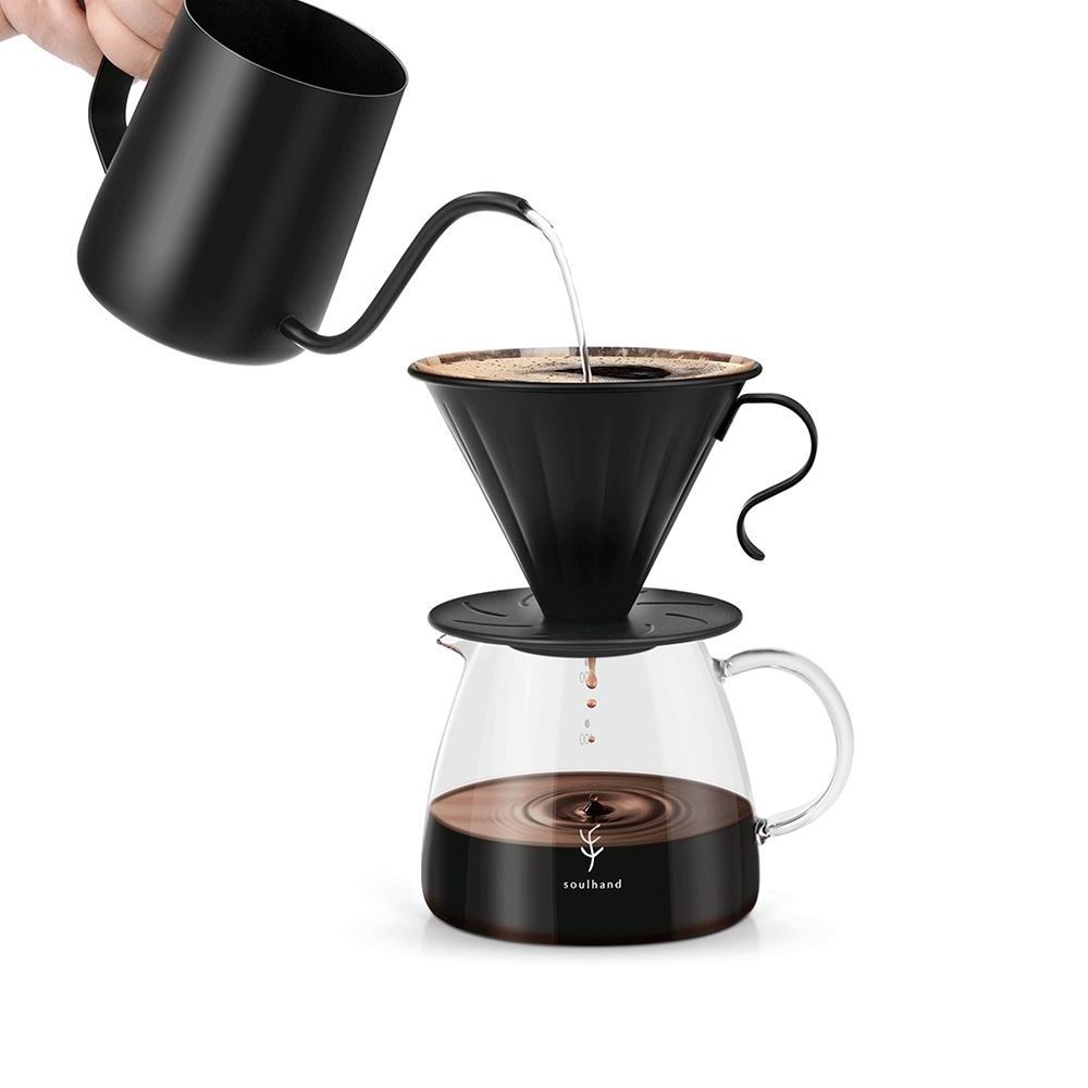 Best Sell Creative Round 50 Pcs Filter Paper 500Ml  Pour Over Coffee Maker Set For Coffee