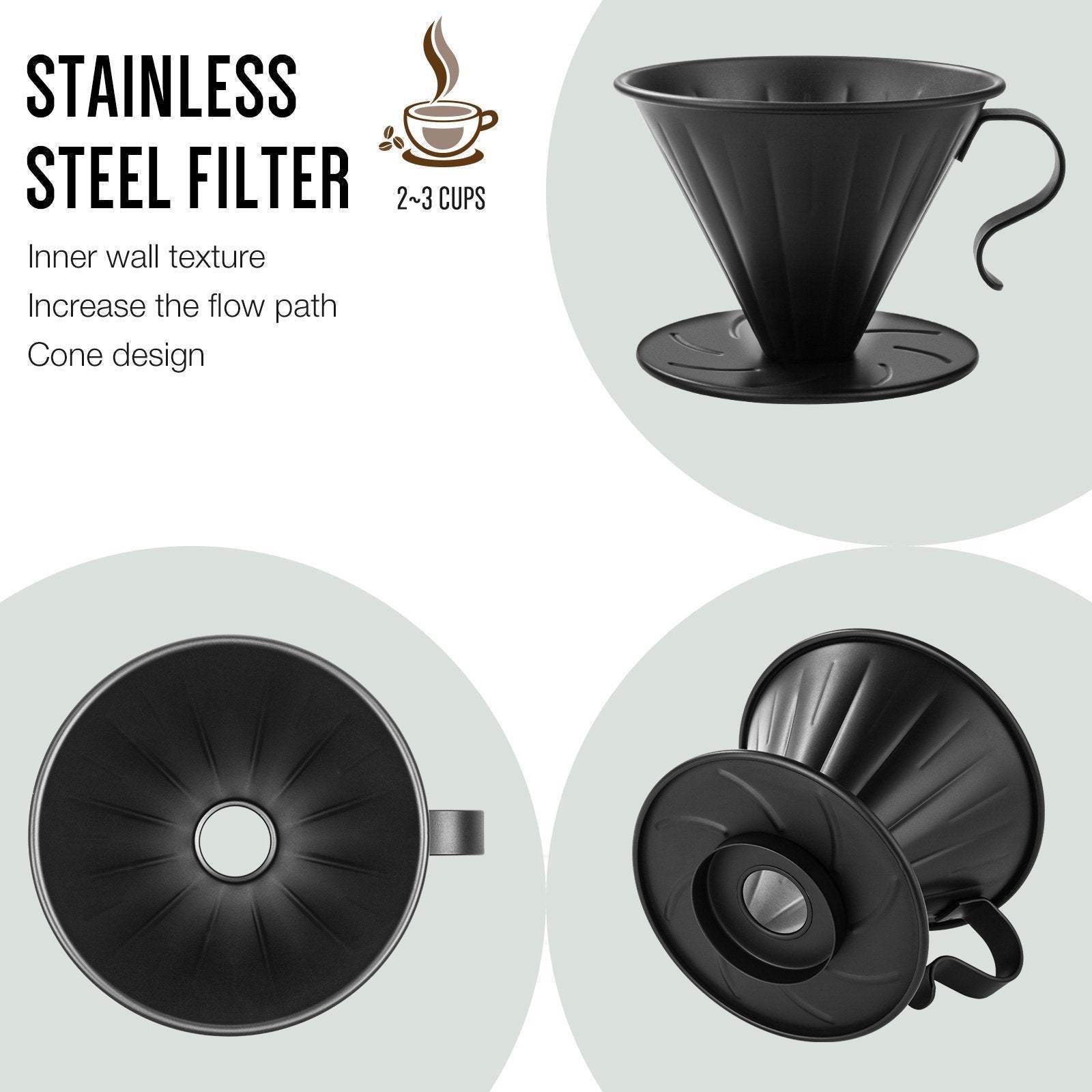 Best Sell Creative Round 50 Pcs Filter Paper 500Ml  Pour Over Coffee Maker Set For Coffee