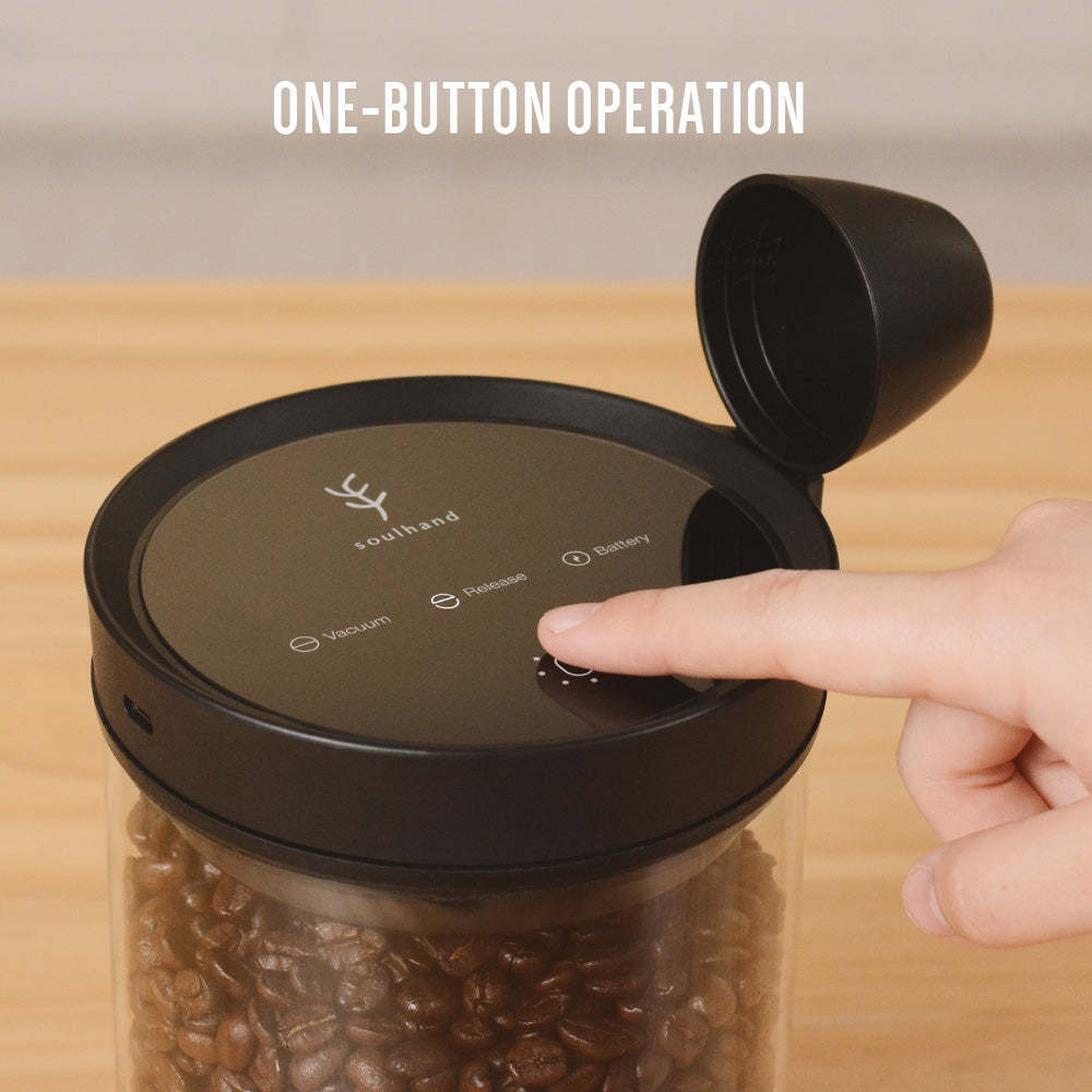 Custom Design Premium Stainless Steel 30Kpa Vacuum Pressure One Button Operation  Vacuum Coffee Canister For Gift