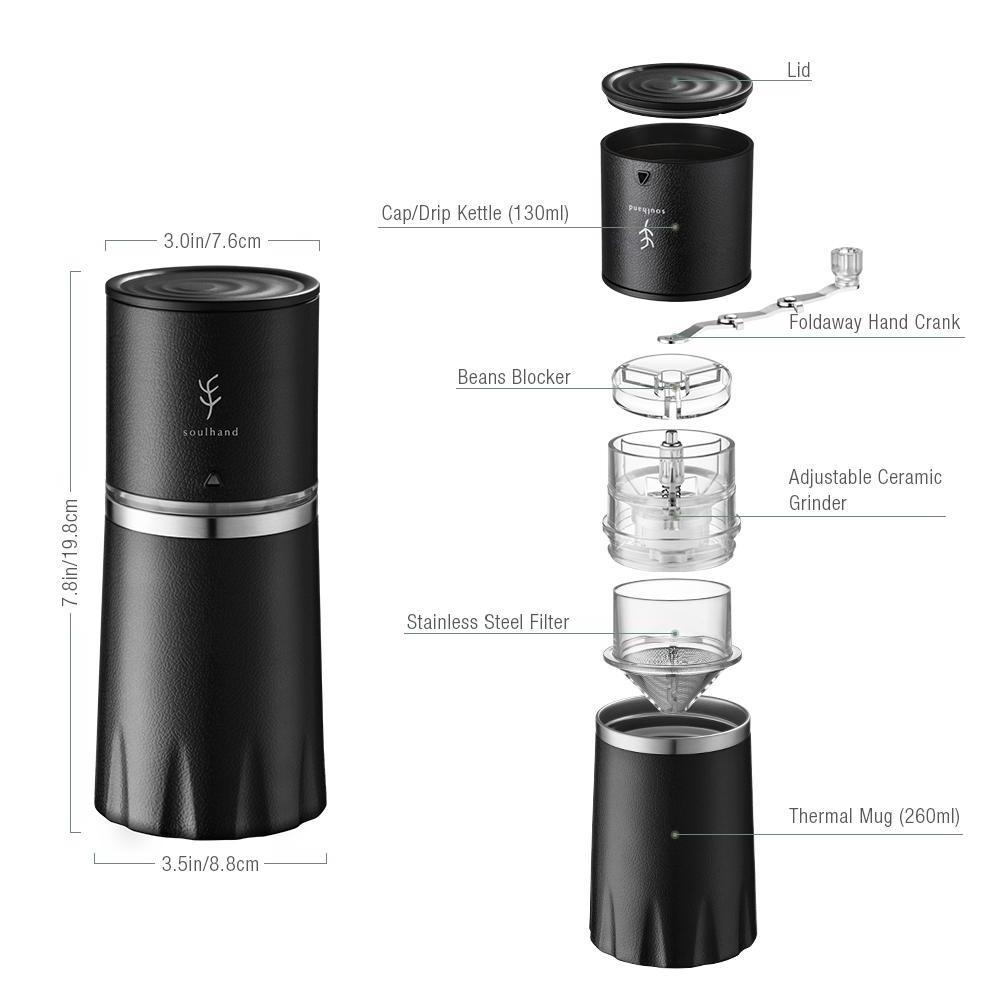 Best Selling Classic Stainless Steel Adjustable Grinding Thickness Manual Usb Electric 5 In 1 Coffee Grinders For Travel