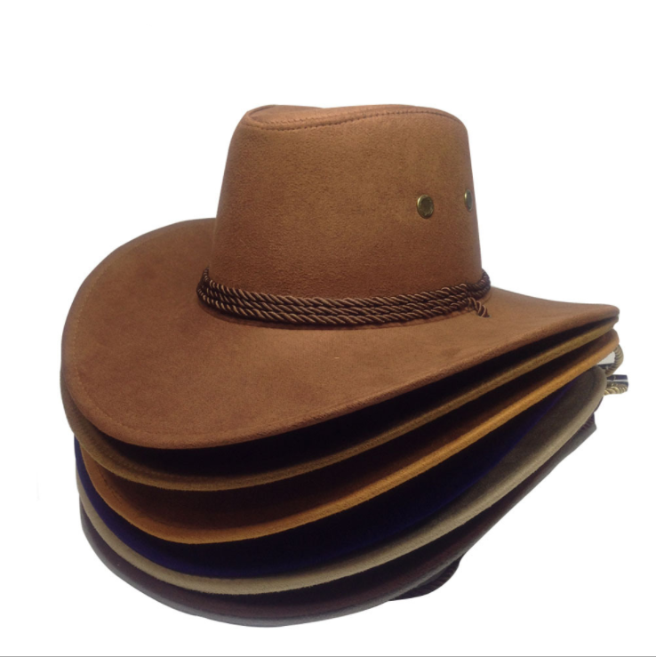 Msize 58cm Customized Wholesale Wide Brim cheap fedora hats  cow boy hat with rope