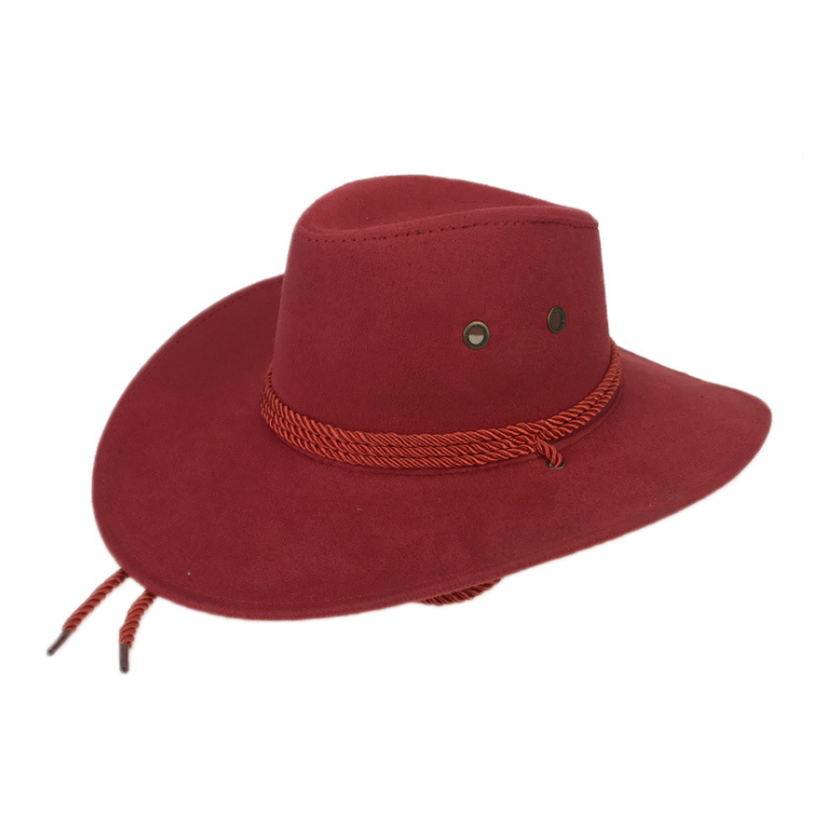 Msize 58cm Customized Wholesale Wide Brim cheap fedora hats  cow boy hat with rope