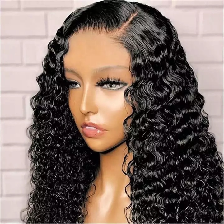 For Black Women Wholesale Short Bob Wigs Human Hair 13x4 Lace Front Water Wave kinky curly deep wave Short Human Hair Wigs