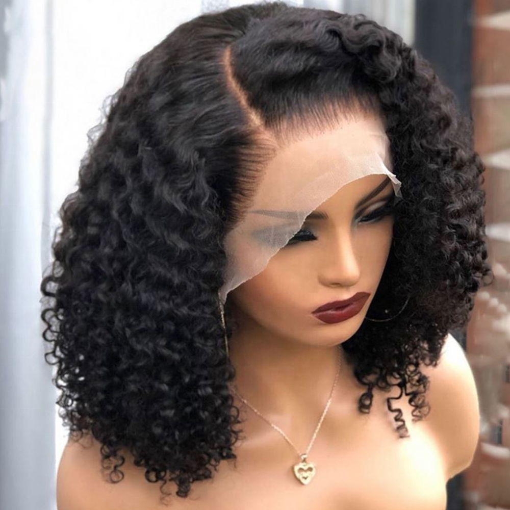 For Black Women Wholesale Short Bob Wigs Human Hair 13x4 Lace Front Water Wave kinky curly deep wave Short Human Hair Wigs