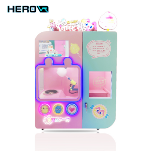 HEROVR Korean Fully Automatically Qr Cash Payment Cotton Candy Vending Machines Outdoor