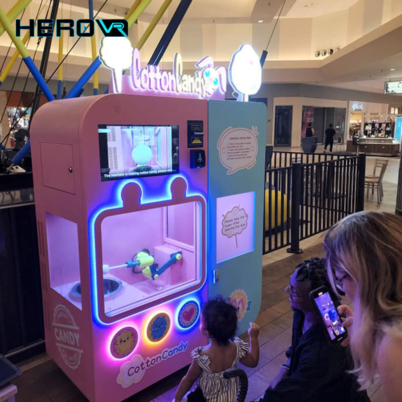 HEROVR Unmanned 24 Hour Coin Operated Smart Touch Screen Automated Cotton Candy Vending Food Machine For Sale