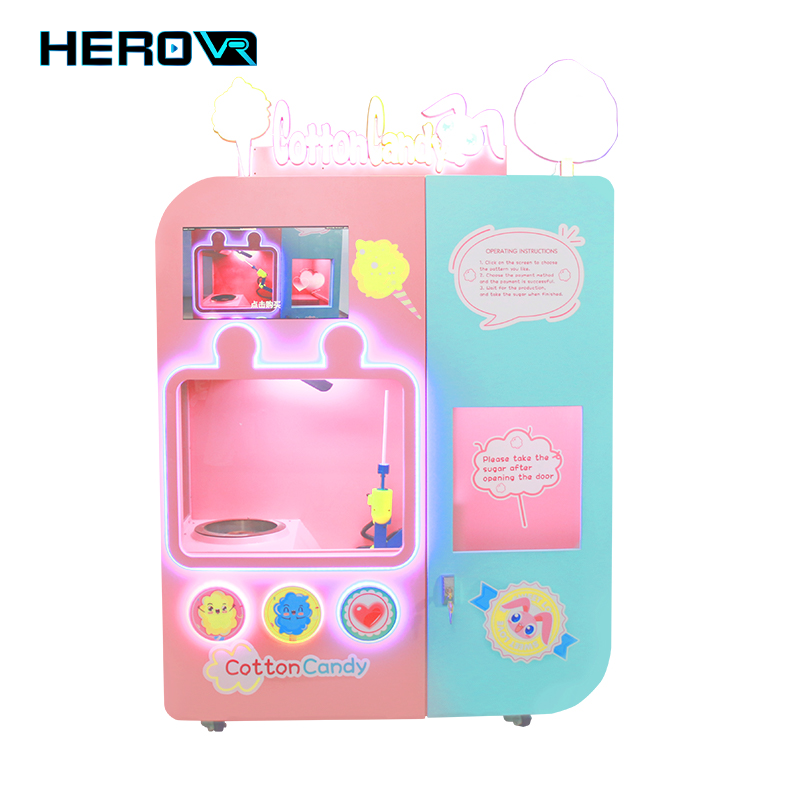 HEROVR Korean Fully Automatically Qr Cash Payment Cotton Candy Vending Machines Outdoor