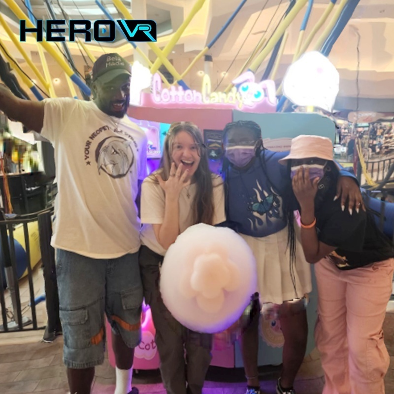 HEROVR Korean Fully Automatically Qr Cash Payment Cotton Candy Vending Machines Outdoor