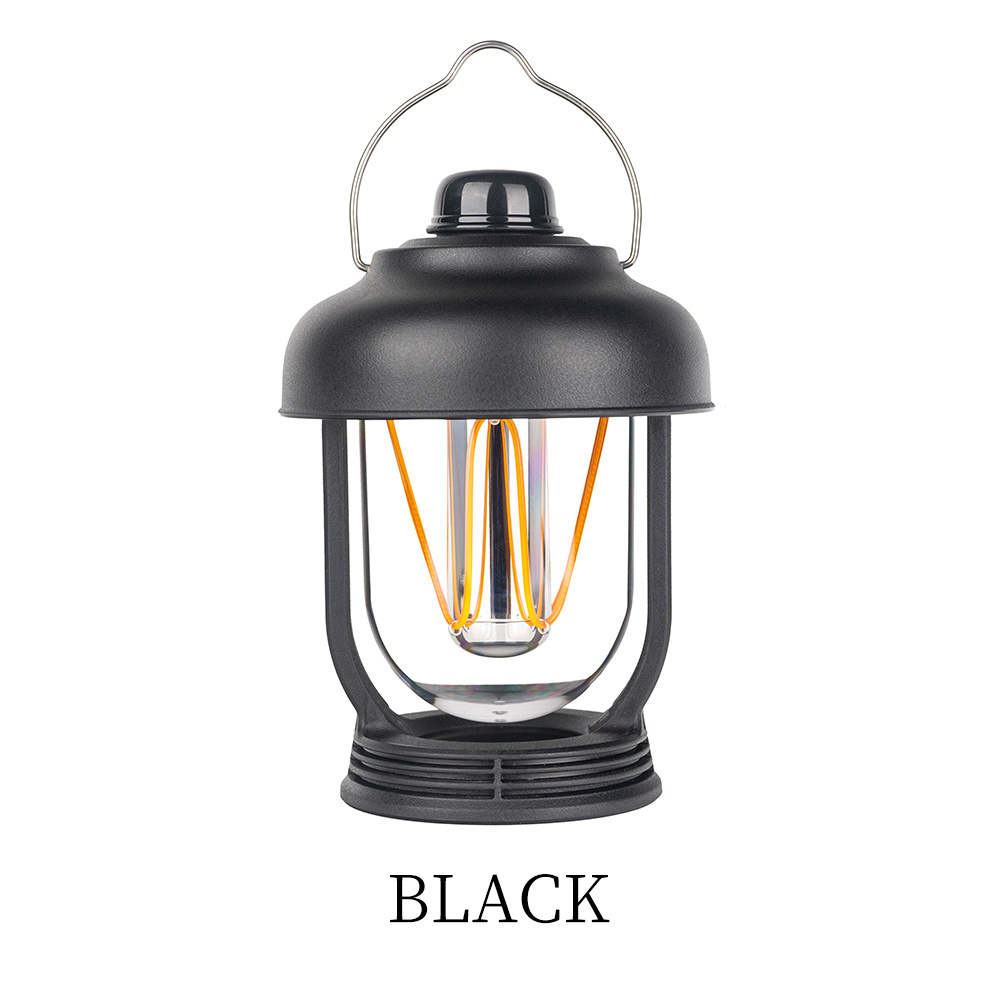 LED USB Rechargeable Retro Camping Light Hanging Lantern with Brightness Switch for Indoor or Outdoor