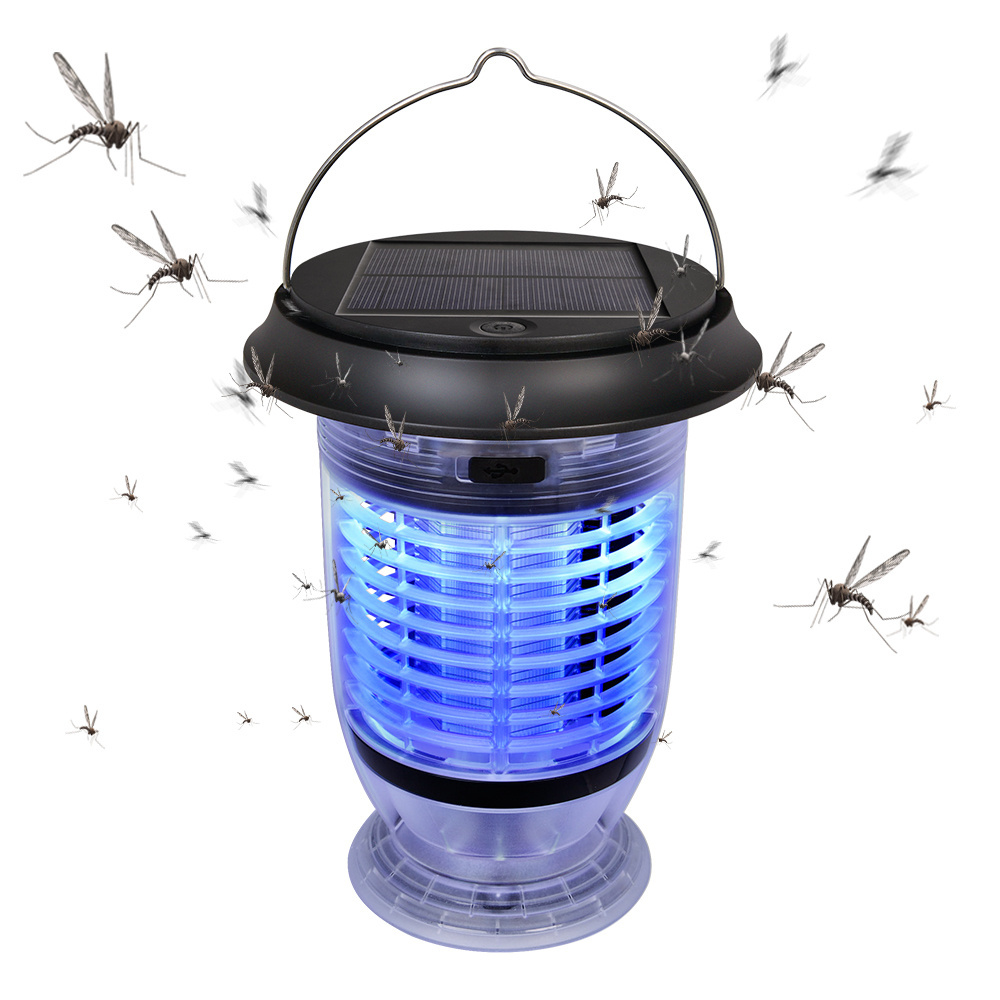 solar insect killer lamp bug zapper 2 in 1 rechargeable electric solar mosquito killer