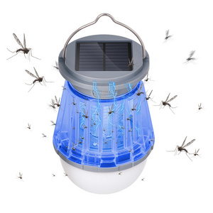 New Patent 2 in 1 USB Solar Rechargeable Portable Bug Zapper Mosquito Killer Lamp Camping Lantern Outdoors Zapper Lamp