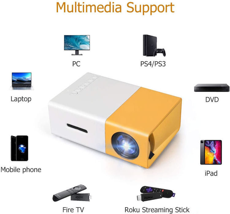 Mini Projector DLP 1080p Smart Android Wifi BT Quad Core Mobile Phone YG300 Projector