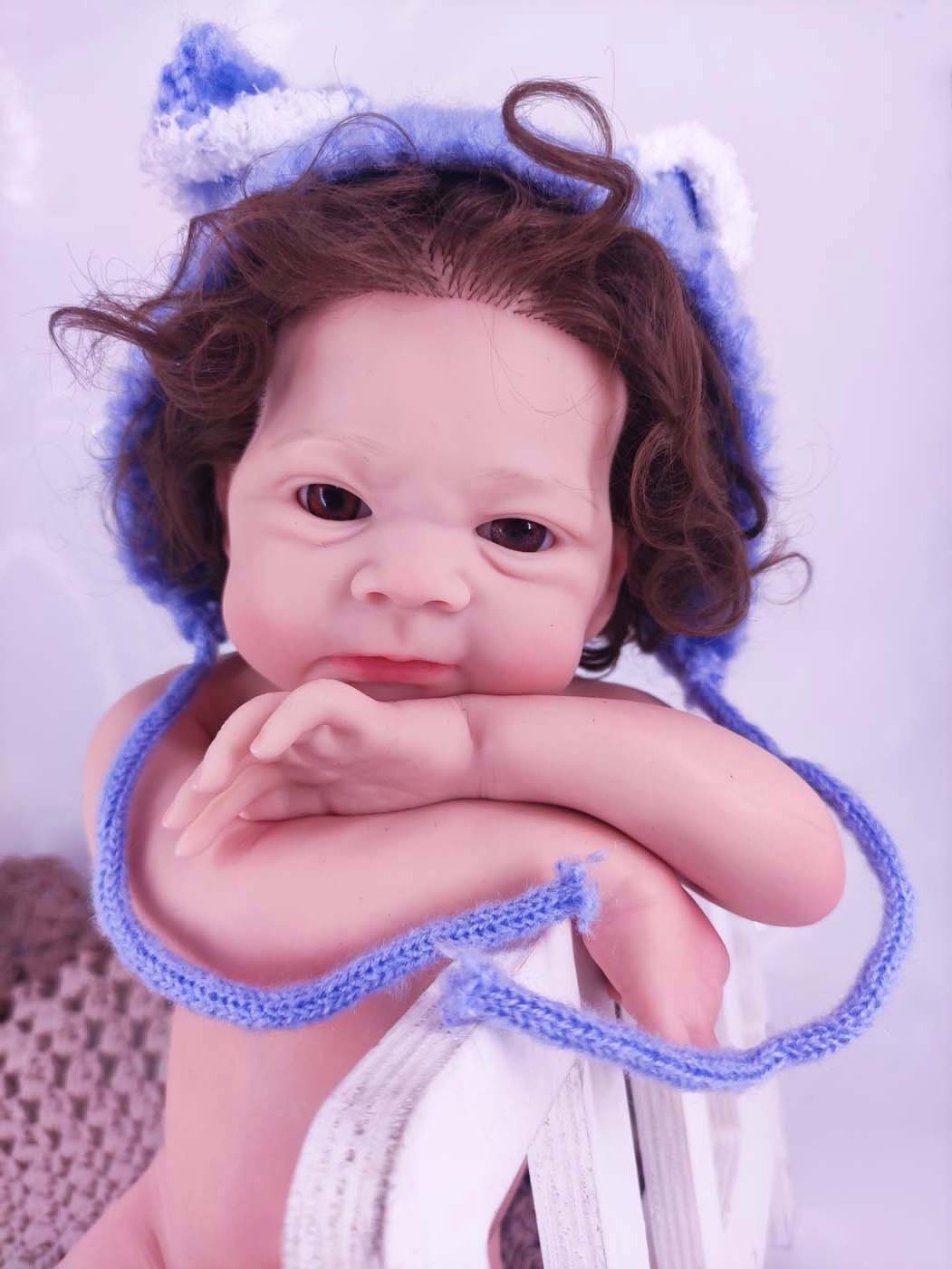 New Arrival Realistic 45 Cm Real Newborn Doll Long Hair Lifelike Soft Silicone Reborn Baby Doll