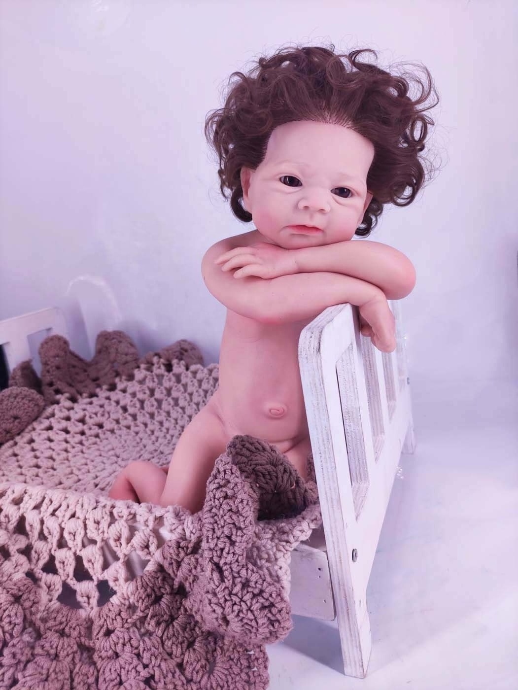 New Arrival Realistic 45 Cm Real Newborn Doll Long Hair Lifelike Soft Silicone Reborn Baby Doll