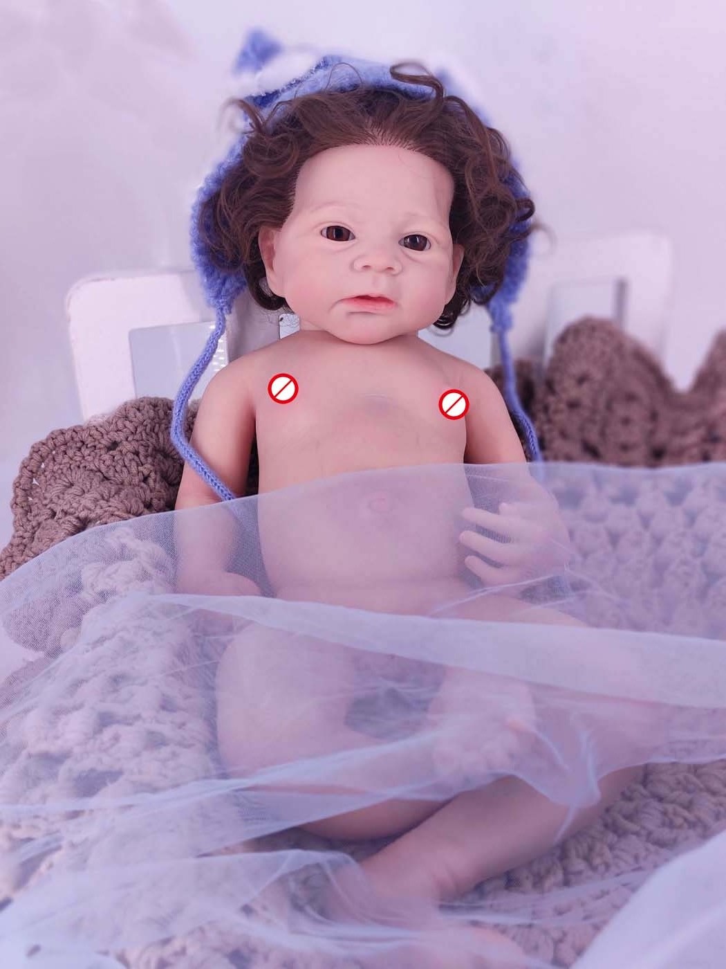 New Arrival Realistic 45 Cm Real Newborn Doll Long Hair Lifelike Soft Silicone Reborn Baby Doll