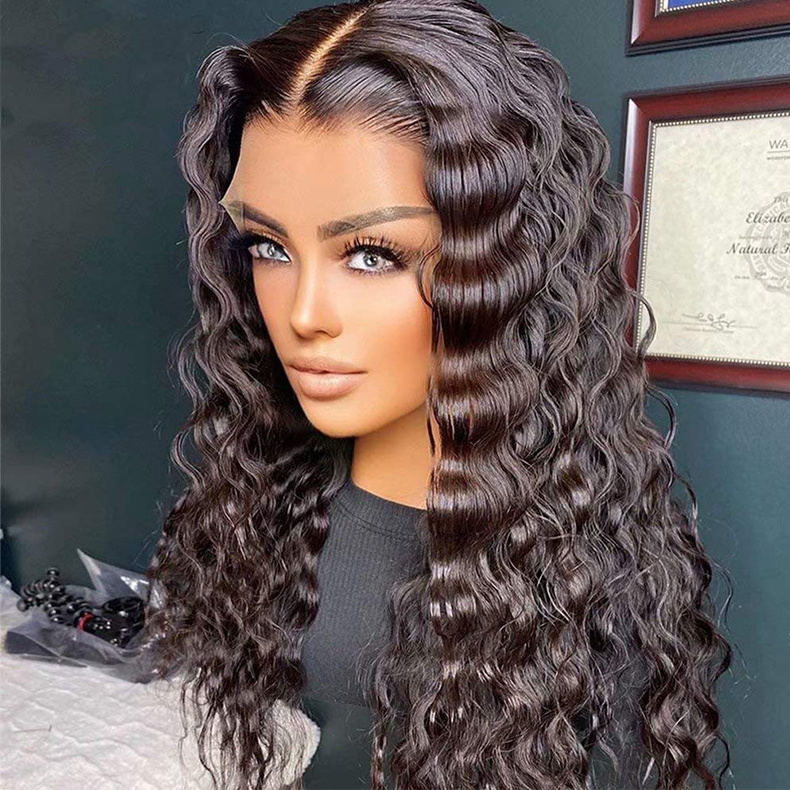 Eurasian 100% Remy Cuticule Aligned 28 Inch Indian Human Hair Loose Curly Wave Lace 360 Front Wig