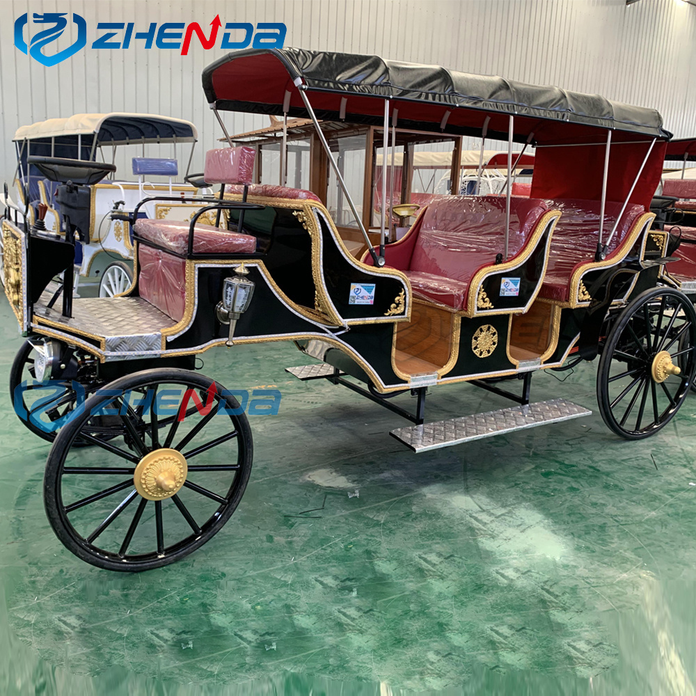 Sightseeing Carriage Manufacturer/ Black Wedding Cinderella Horse Carriage/Sightseeing Tourist Electric Horseless Carriage