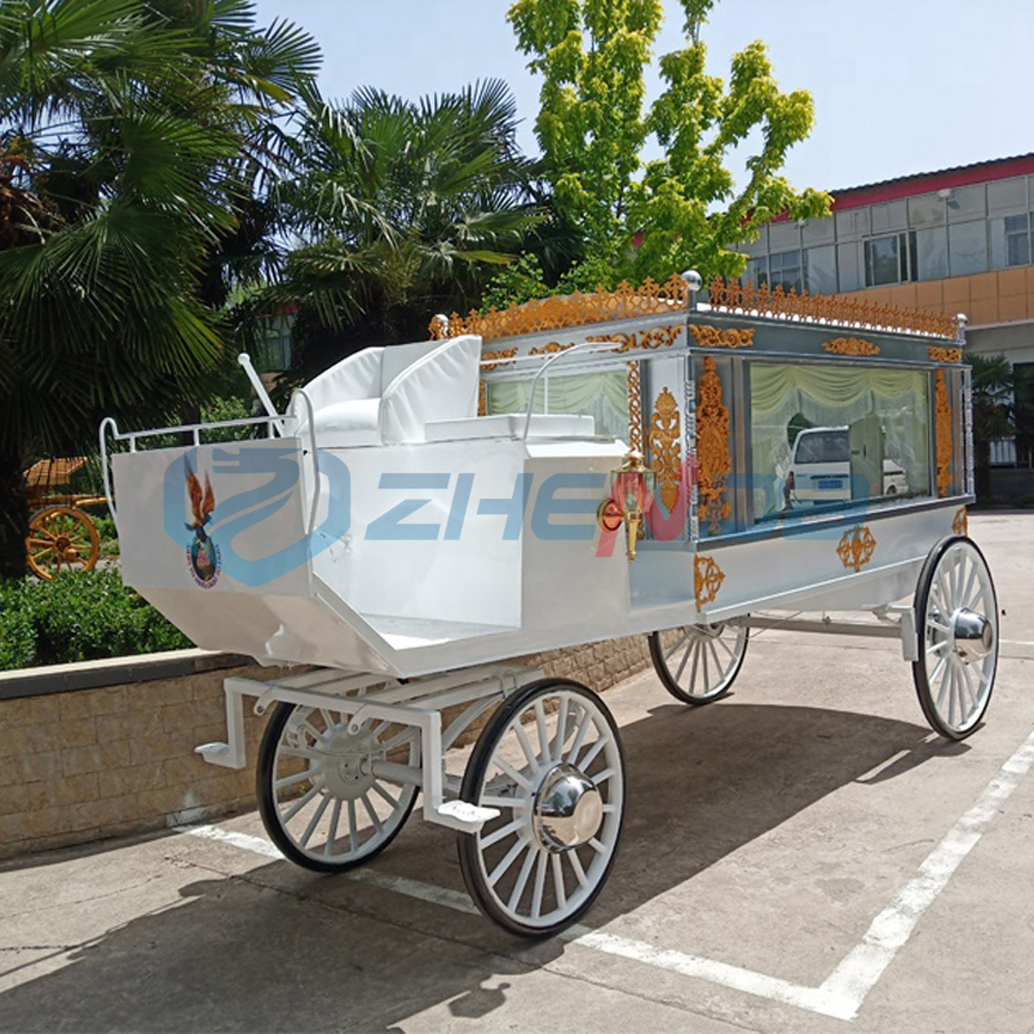 Funeral Car Manufacturer Coffin Carriage / Solemn Funeral Horse Drawn Hearse