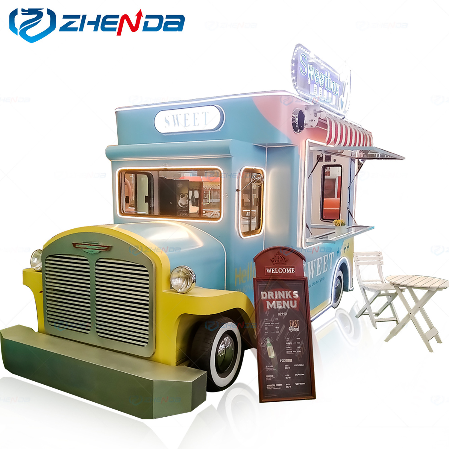 Zhenda customized mobile snack bread food car electric car ice cream food dining car with battery