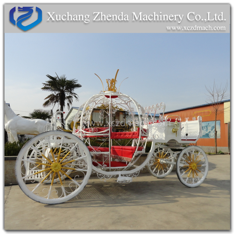 Festival Power Wheels White Gold  Cinderella Pumpkin Horse-Driven Carriage{ZD-PC04 }