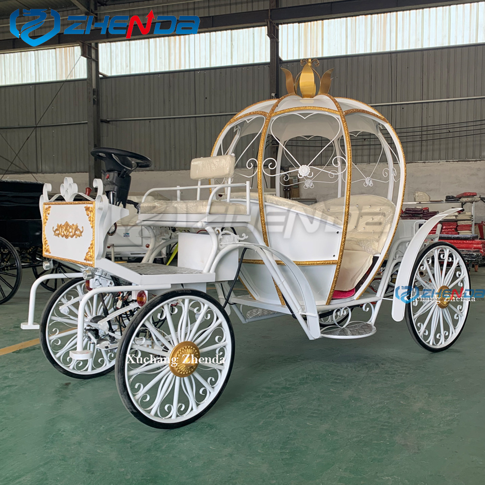 Luxury new products 2024 classic black and pink pumpkin carriage electric horse drawn can be customized pumpkin carriage