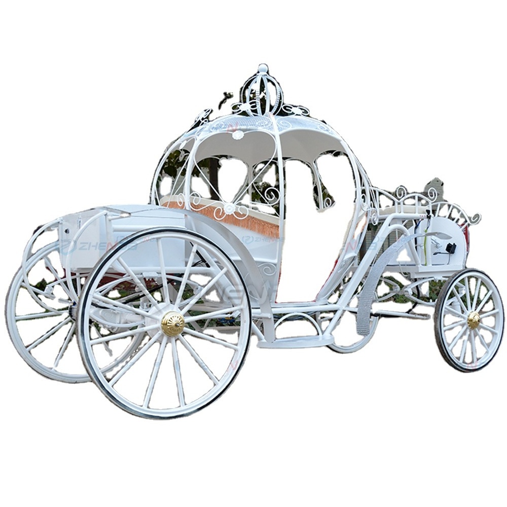 Fancy Electric Horseless Carriage Horse Carriage Solid Rubber Wheels Cinderella Pumpkin Horse Carriage For Sale