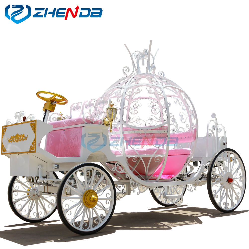 Fashion classic black and pink pumpkin carriage electric horse drawn can be customized high quality pumpkin carriage