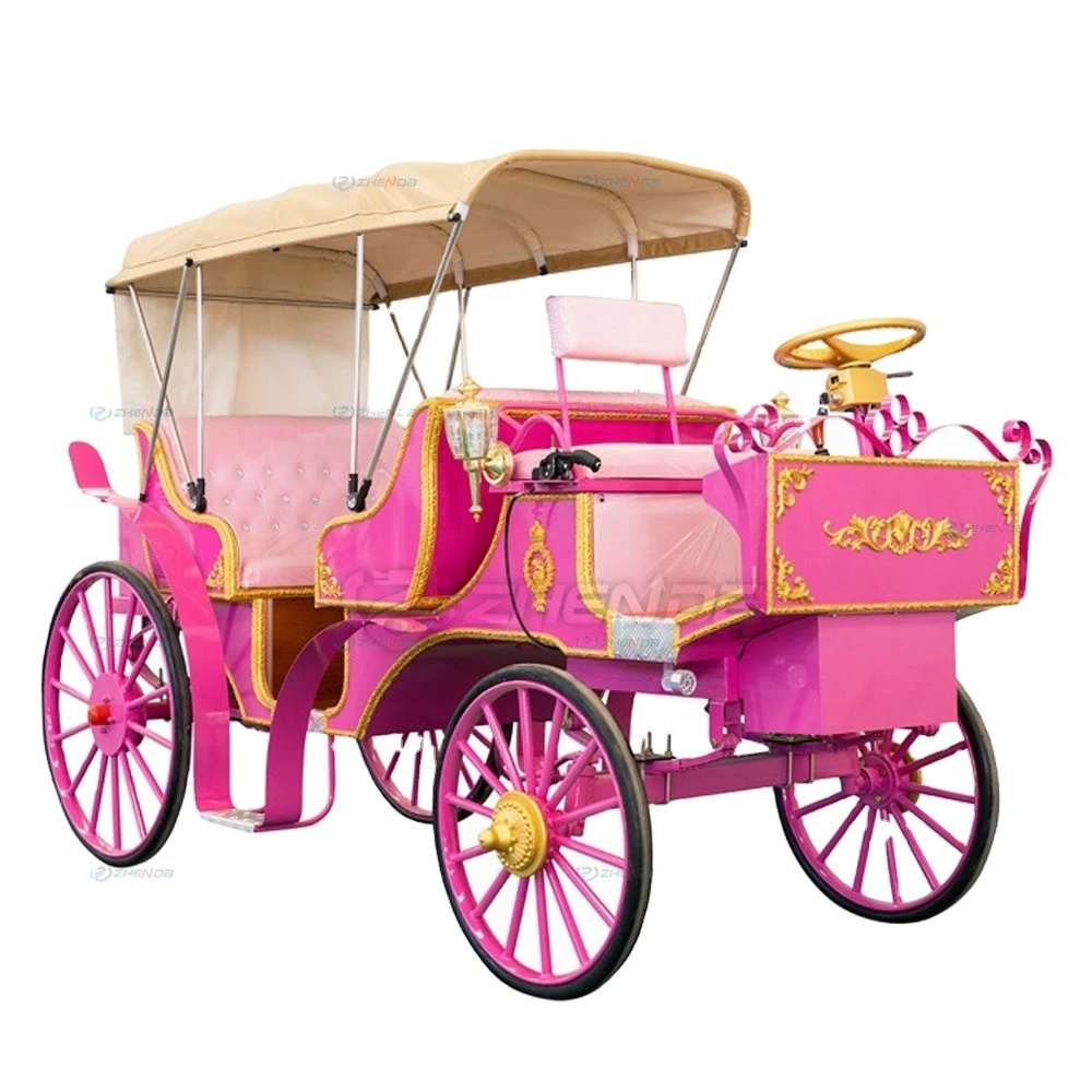 Cheap Price Electric Sightseeing Horse Carriage / Romantic Cinderella Carriage wedding pink carriage for Sale