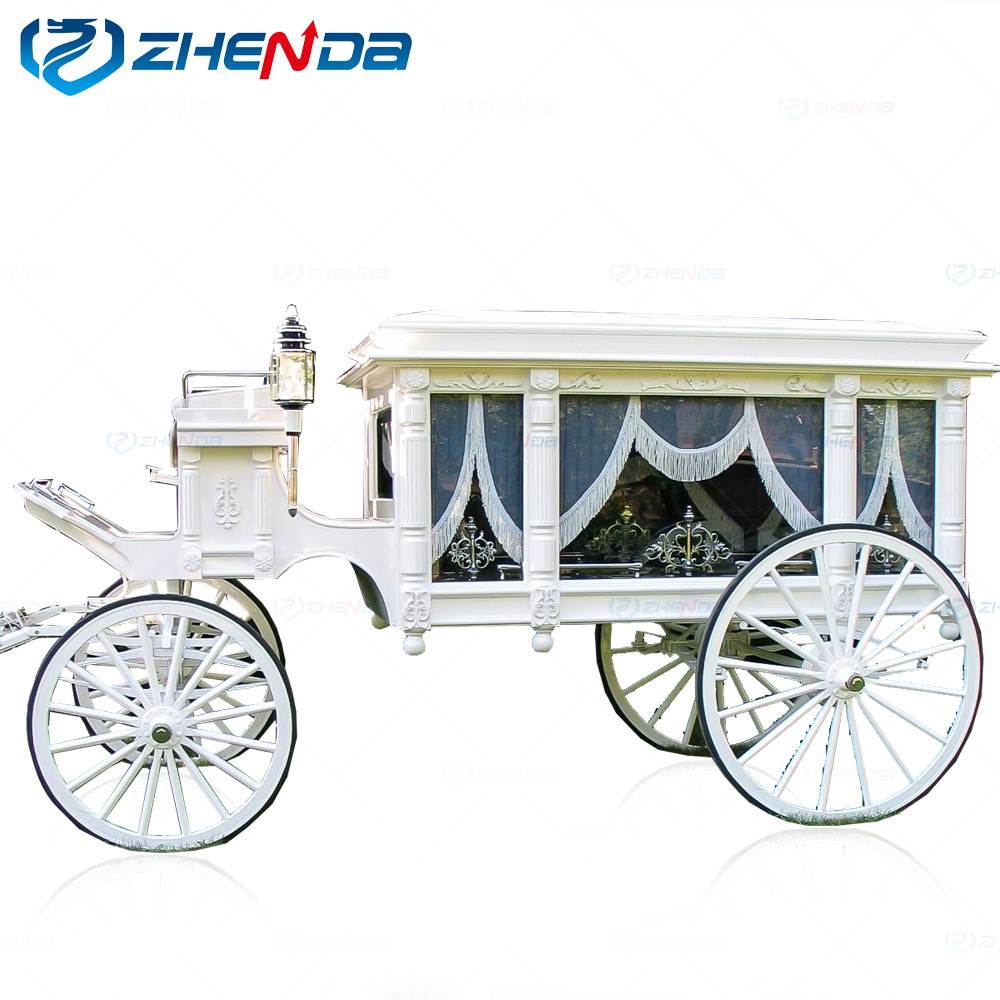 Customized white horse drawn hearse China Zhenda exports high quality hearse for sale