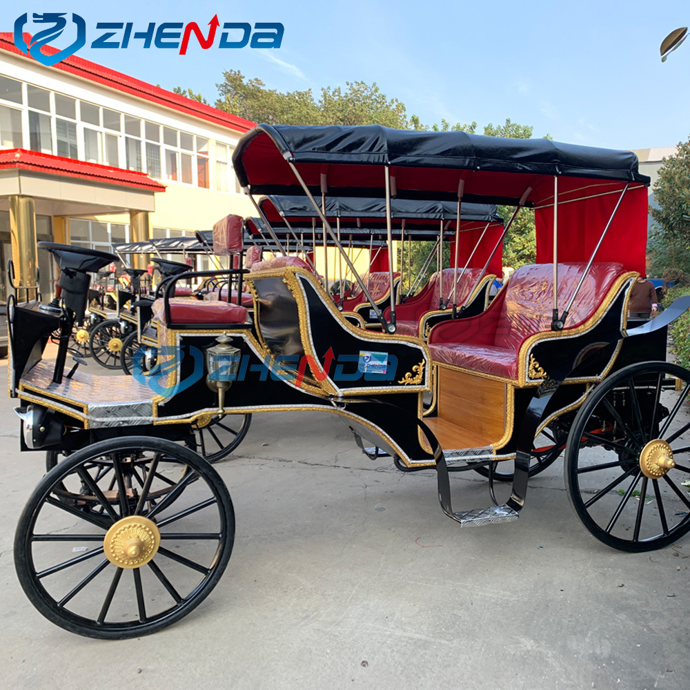 Sightseeing Carriage Manufacturer/ Black Wedding Cinderella Horse Carriage/Sightseeing Tourist Electric Horseless Carriage