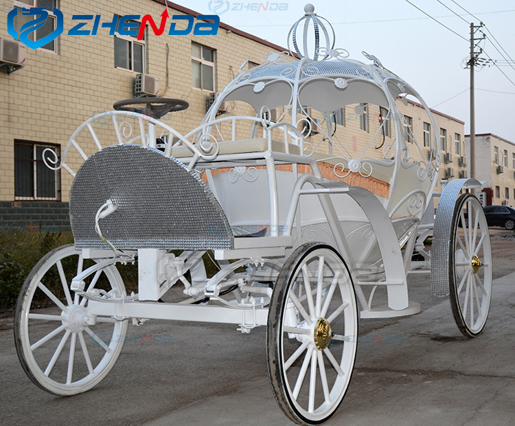 Fancy Electric Horseless Carriage Horse Carriage Solid Rubber Wheels Cinderella Pumpkin Horse Carriage For Sale