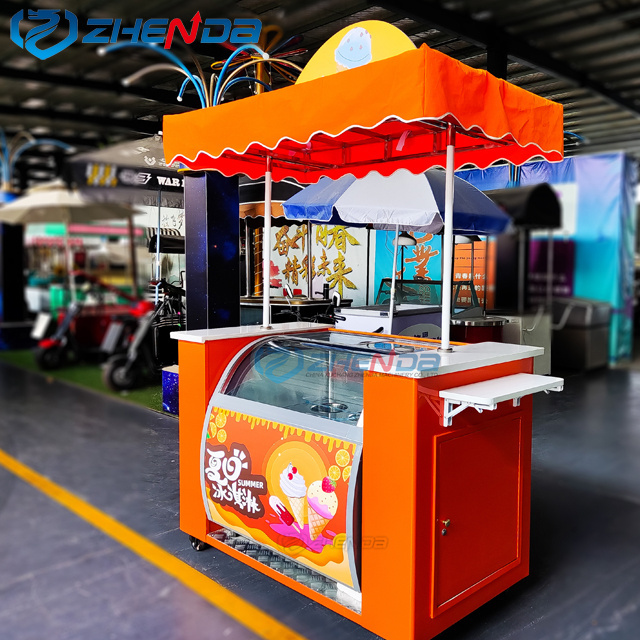 High quality Mobile street food cart sweet popcorn display trailer retail hand carts stand stall French Fries Vehicle