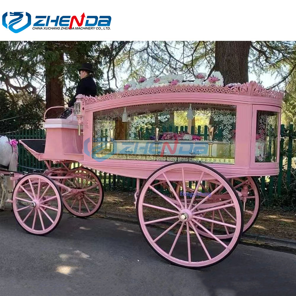 2024 Made in China funeral supplies custom coffin chariot Brazilian unique style horse drawn hearse for sale