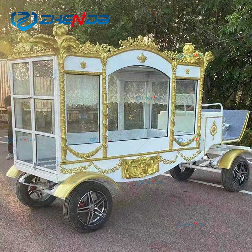 Funeral Buggy Electric Horse Hearse Manufacturer Black Horse Drawn Hearse For Sale/High Quality White Chariot Horse Drawn Hearse