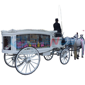 2024 Made in China funeral supplies custom coffin chariot Brazilian unique style horse drawn hearse for sale