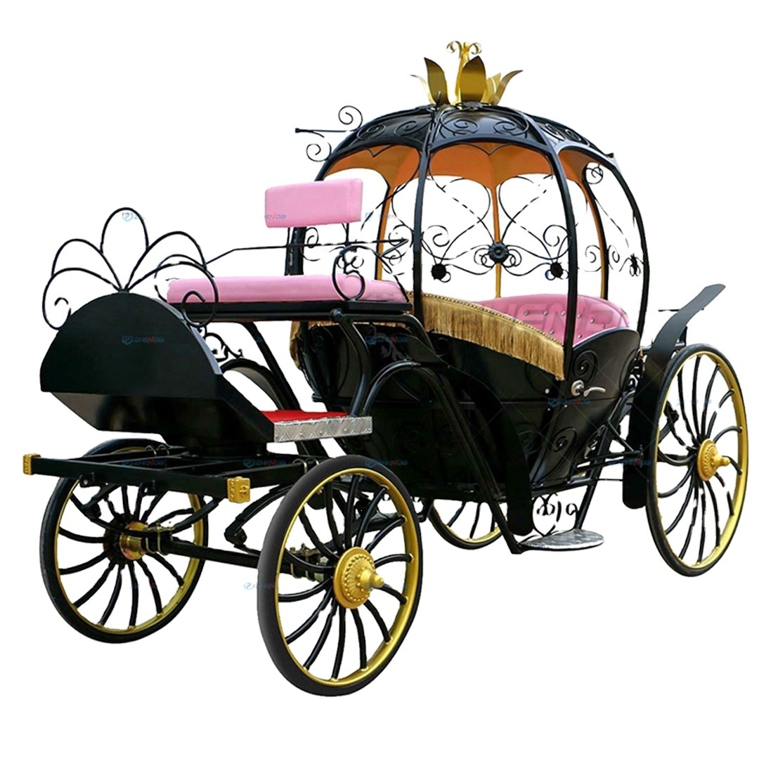 Fashion classic black and pink pumpkin carriage electric horse drawn can be customized high quality pumpkin carriage