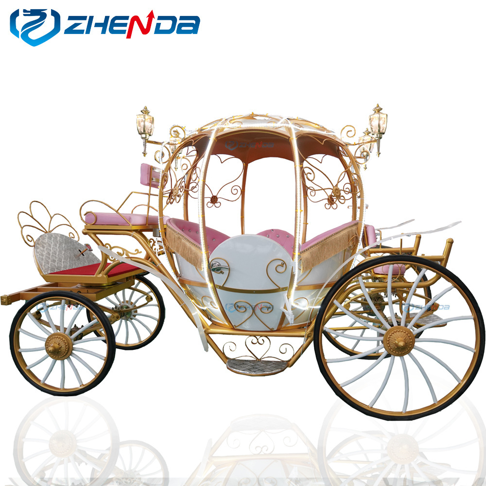 Fashion classic black and pink pumpkin carriage electric horse drawn can be customized high quality pumpkin carriage