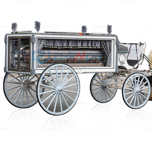 New design high quality white chariot horse drawn hearse for sale/popular British style horse drawn funeral hearse