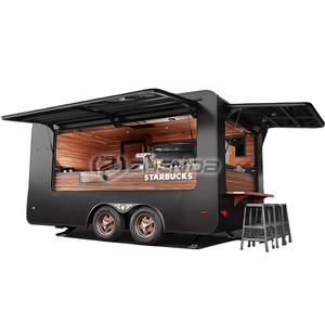 Food Trailer/Factory Direct Selling Mobile Beer Beverage Food Cart/European Retro Black Dining Cart