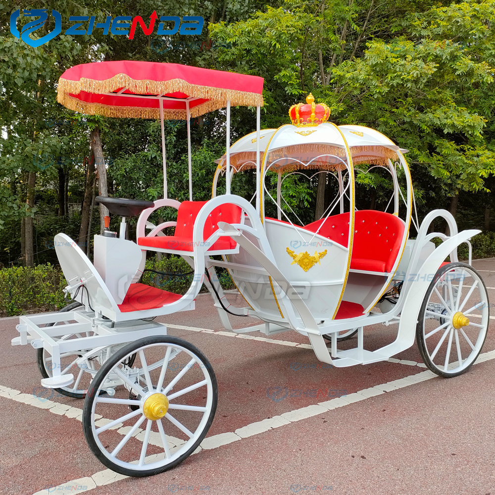 Luxury Four Wheels Electric Golden Cinderella Pumpkin Horse Carriage Horse Wagon for Sale