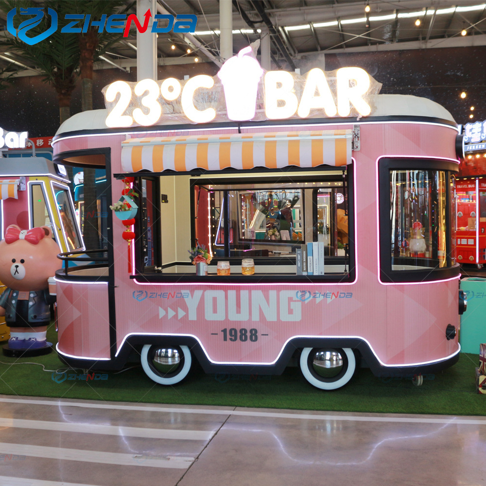 ZD-FT30 Mobile Food Cart Ship Shape Ice Cream Truck Multi-function Hot Dog Street Trailer Car Catering Fast Food Van Price