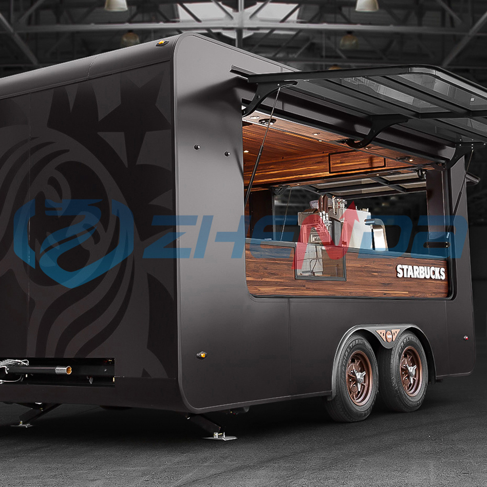 Black Retro Dining Truck Bar Beverage Food Truck Manufacturer Provide Street Mobile Trailer