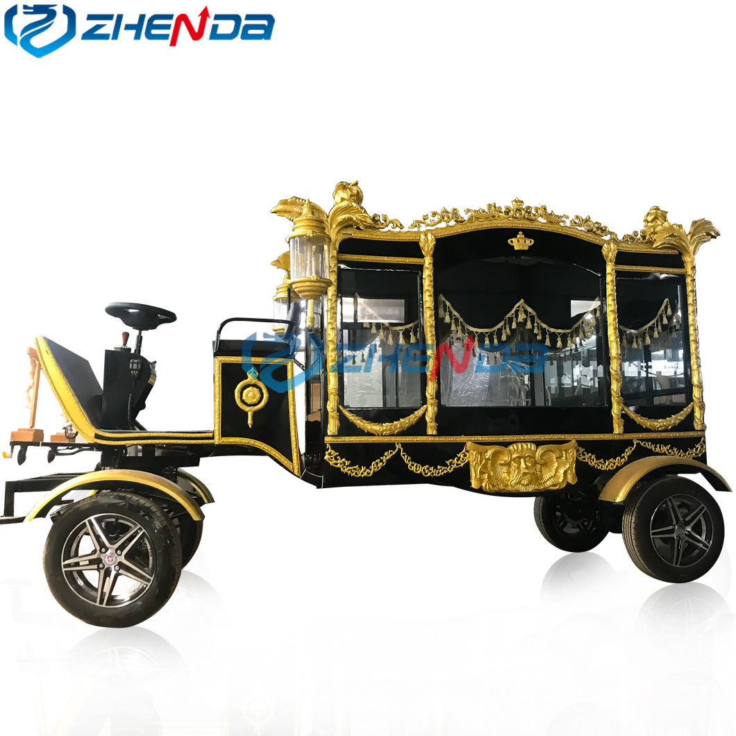 Funeral Buggy Electric Horse Hearse Manufacturer Black Horse Drawn Hearse For Sale/High Quality White Chariot Horse Drawn Hearse